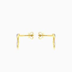 Gold mini snake diamond earrings