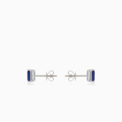 Elegant  white gold blue sapphire stud earrings