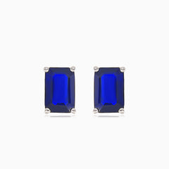 Elegant  white gold blue sapphire stud earrings