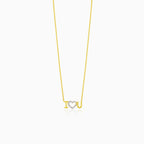 Modern I Love You Gold Diamond Necklace