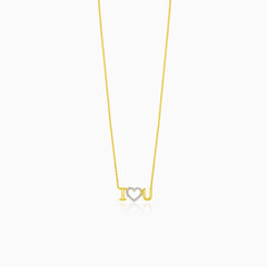 Moderní zlatý diamantový náhrdelník s nápisem I Love You