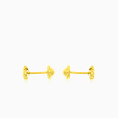 Gelbgold-Ohrringe mit kleinen Blumen und Zirkonia