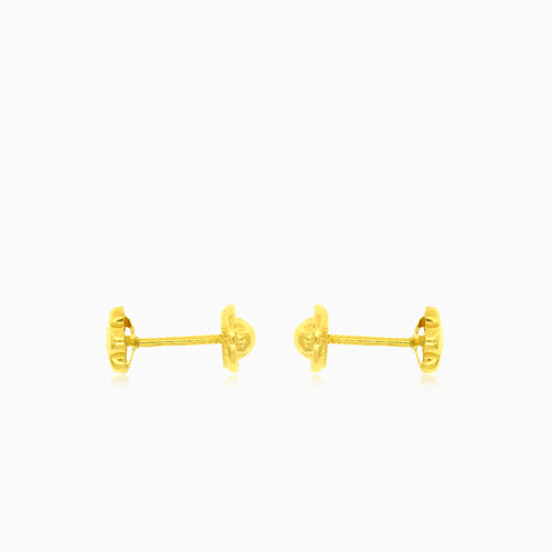 Gelbgold-Ohrringe mit kleinen Blumen und Zirkonia