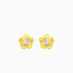 Gelbgold-Ohrringe mit kleinen Blumen und Zirkonia