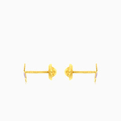 Gelbgoldene Kinderohrstecker mit Emaille-Schmetterling und Schraubverschluss