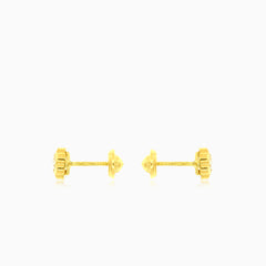 Boucles d'oreilles fleur en or jaune avec zircon cubique