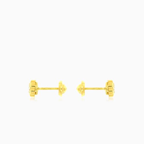 Ohrringe mit Zirkoniablume aus Gelbgold
