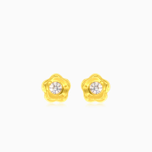 Ohrringe mit Zirkoniablume aus Gelbgold