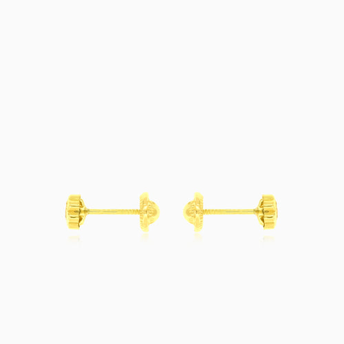 Gelbgold-Blumen-Babyohrstecker mit Zirkonia