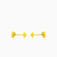 Winzige Ohrstecker in Herzform aus Gelbgold mit Zirkonia