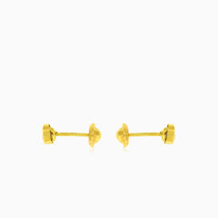 Tiny heart with cubic zirconia gold earrings