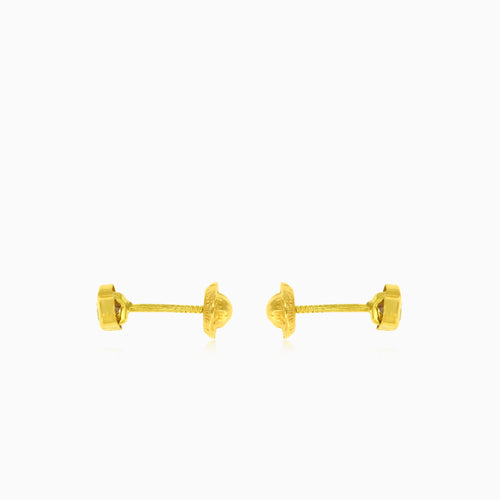 Tiny heart with cubic zirconia gold earrings