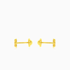 Boucles d’oreilles fleur en or jaune brillant avec zircone cubique