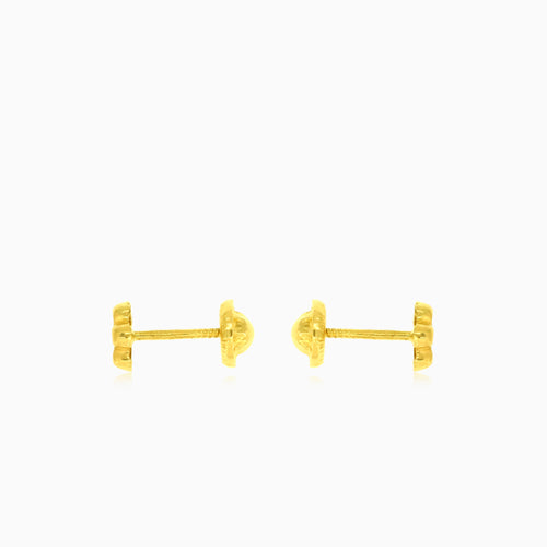 Glänzende Gelbgold-Blumenohrringe mit Zirkonia