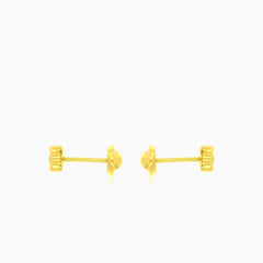 Boucles d'oreilles en or jaune avec fleurs mignonnes et zircon cubique