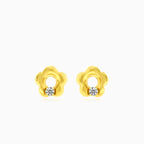 Boucles d'oreilles en or jaune avec fleurs mignonnes et zircon cubique