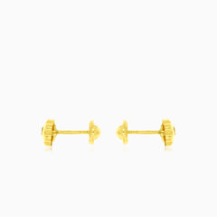 Boucles d’oreilles clou fleur pour enfants et filles en or jaune avec zircone cubique