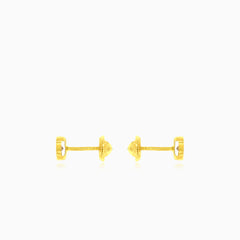 Gelbgold-Ohrstecker mit rundem Zirkonia
