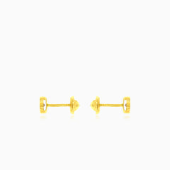 Yellow gold stud earrings with round cubic zirconia