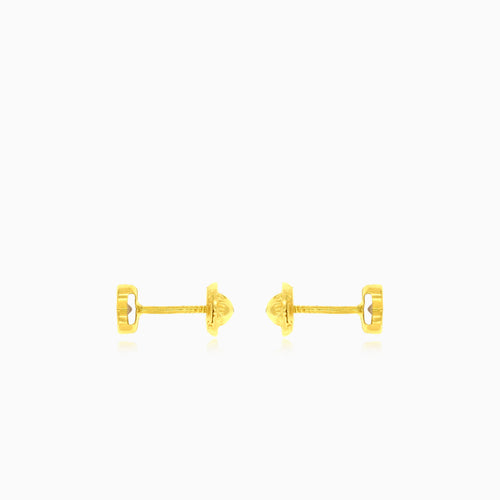 Yellow gold stud earrings with round cubic zirconia