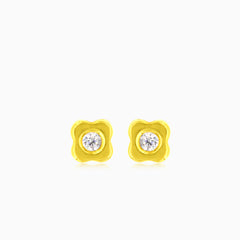 Gelbgold-Ohrstecker mit rundem Zirkonia