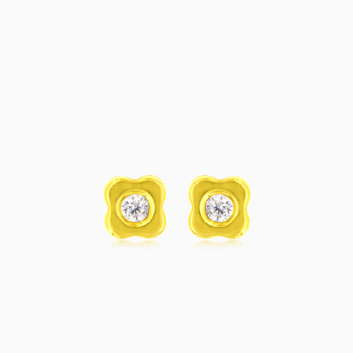 Gelbgold-Ohrstecker mit rundem Zirkonia