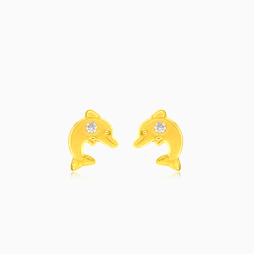 Gelbgold-Ohrstecker mit Meeresdelfin-Motiv