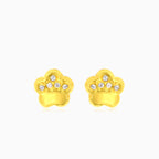 Gelbgoldene Blumen-Zirkonia-Ohrstecker