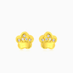 Gelbgoldene Blumen-Zirkonia-Ohrstecker