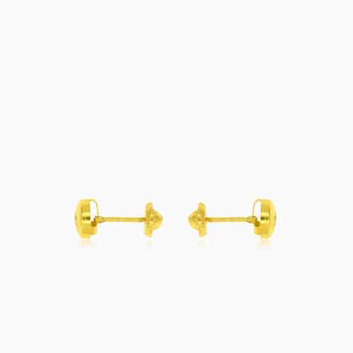 Gold-Ohrstecker mit rundem, im Barren gefasstem Zirkonia