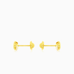 Rund geschliffene Ohrstecker mit Zirkonia in Gelbgold