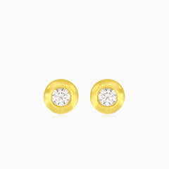 Clous en or jaune avec zircon cubique taille ronde