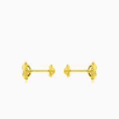 Flower with cubic zirconia in the middle gold earrings