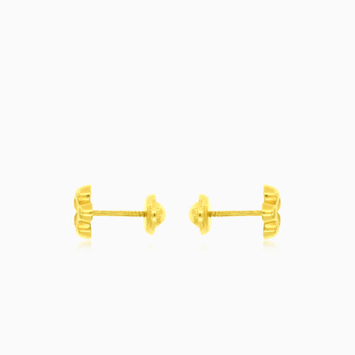 Gelbgold-Blumen-Ohrringe mit Zirkonia