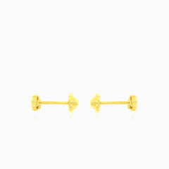 Gleaming clear cubic zirconia yellow gold earrings