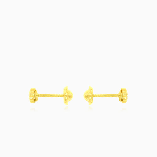 Gleaming clear cubic zirconia yellow gold earrings