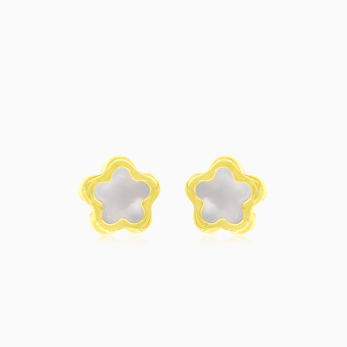 Perlmutt-Blumen-Ohrstecker aus Gold