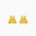 Clous d’oreilles ourson en zirconium cubique en or jaune