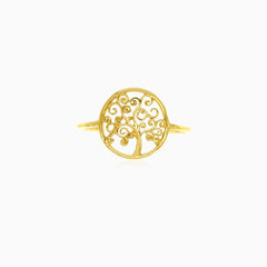 Lebensbaum-Statement-Ring aus Gelbgold
