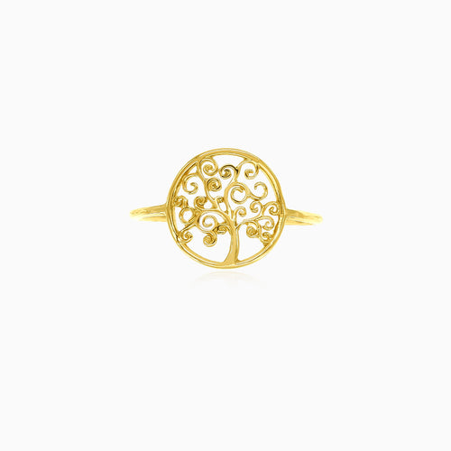 Lebensbaum-Statement-Ring aus Gelbgold