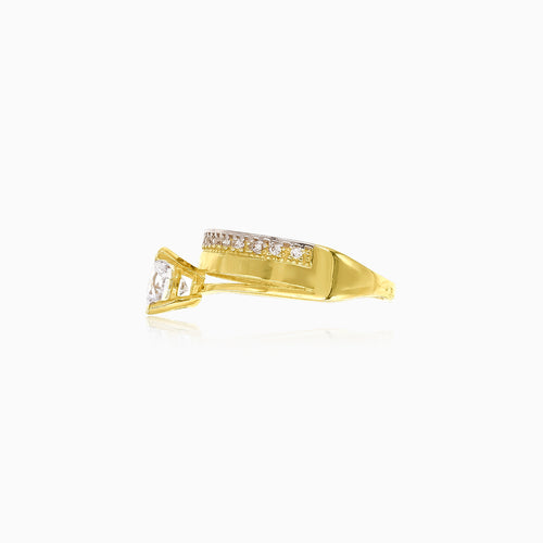 Glänzender Bicolor-Ring aus Gold mit Zirkonia