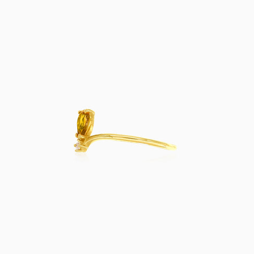 Oranger Citrin- und Zirkonia-Goldring