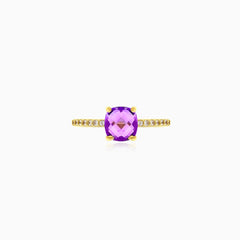 Goldring mit Amethyst und Zirkonia