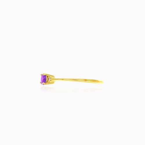 Gelbgold-Amethyst- und Zirkonia-Ring