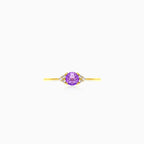 Gelbgold-Amethyst- und Zirkonia-Ring