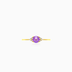 Gelbgold-Amethyst- und Zirkonia-Ring