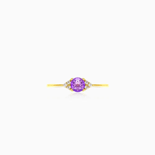 Gelbgold-Amethyst- und Zirkonia-Ring