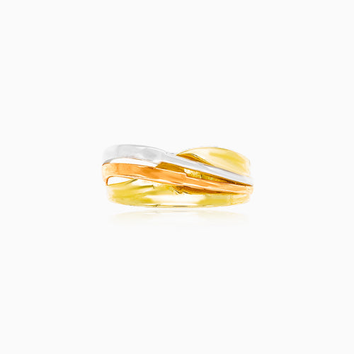 Ring aus dreifarbigem Gold mit Rollen-Design