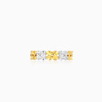 White and yellow gold band ring with high polish