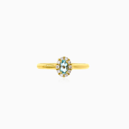 Blauer Topas-Glitzerring aus Gelbgold